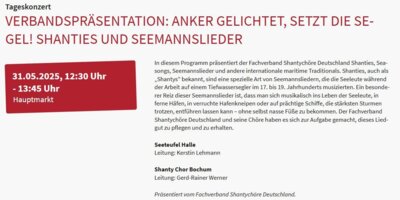 Vorschaubild: Der Fachverband Shantychöre, bei dem wir Mitglied sind, hatte am Samstag den Shantychor Bochum und die Seeteufel aus Halle im Programm.