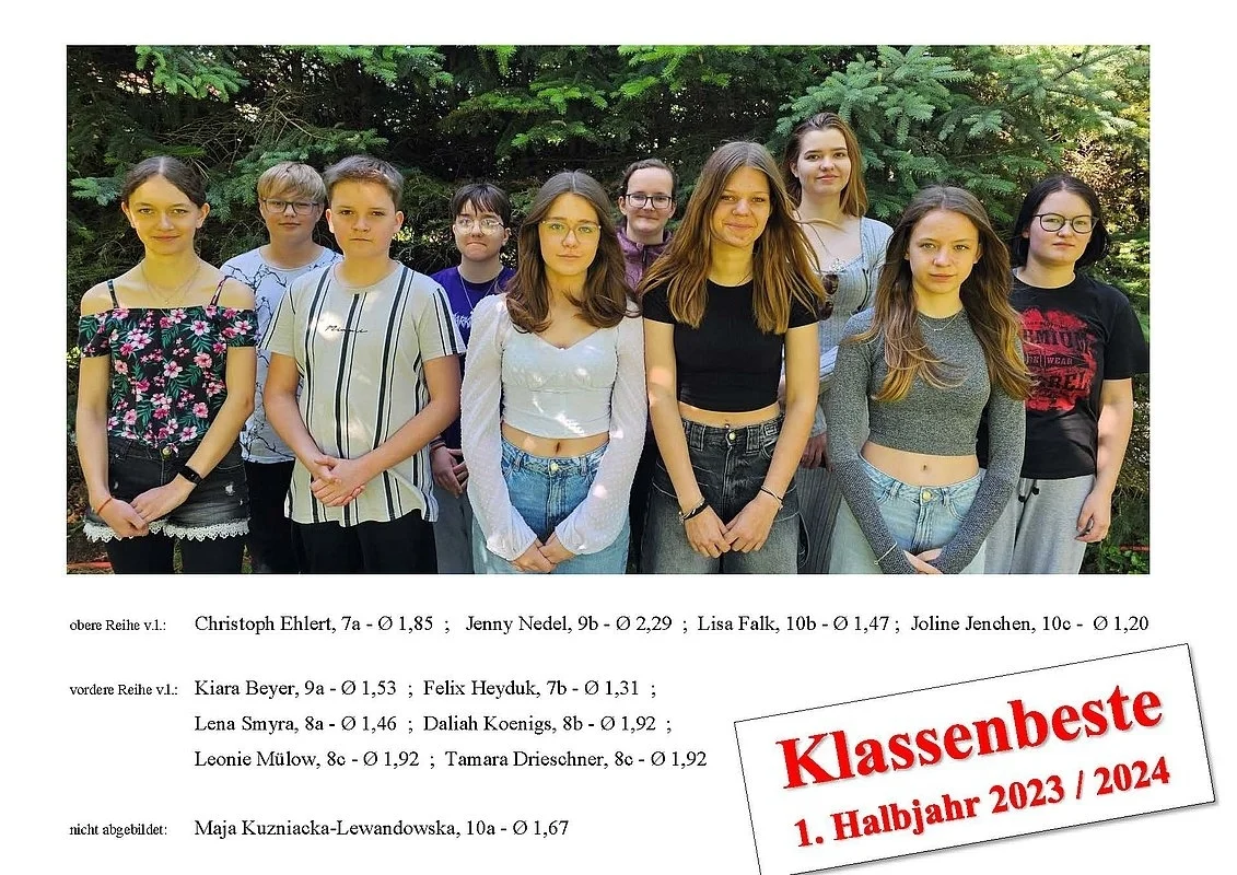 Zur Galerie: Klassenbeste im 1. Halbjahr 2023/2024