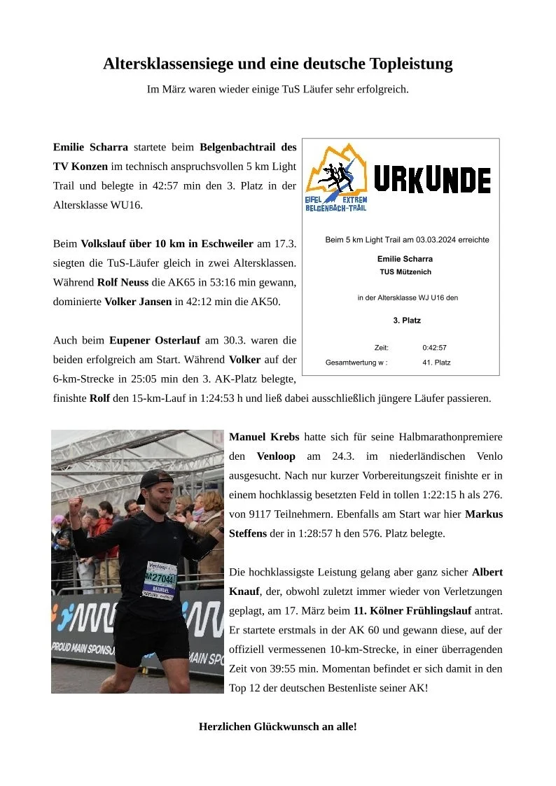 Foto der Galerie: Lauferfolge Maerz 2024