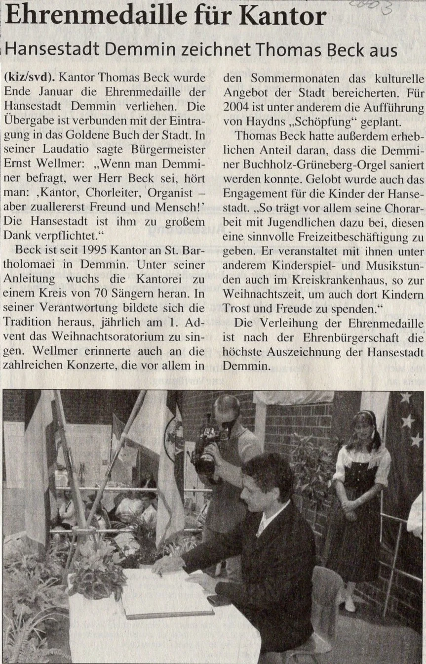 Foto der Galerie: 30 Jahre Kantorei Demmin