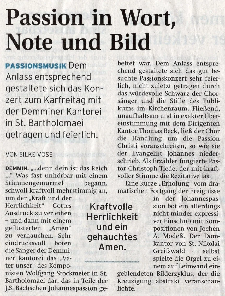 Foto der Galerie: 30 Jahre Kantorei Demmin