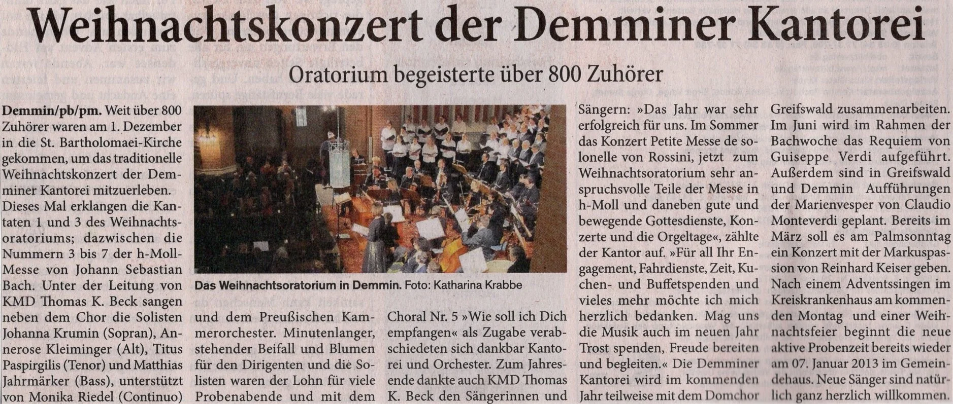 Foto der Galerie: 30 Jahre Kantorei Demmin