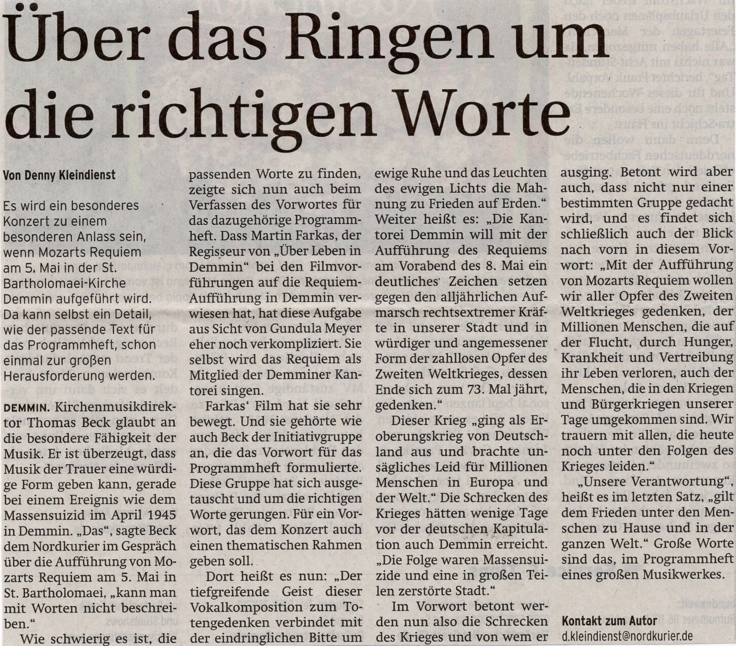 Foto der Galerie: 30 Jahre Kantorei Demmin