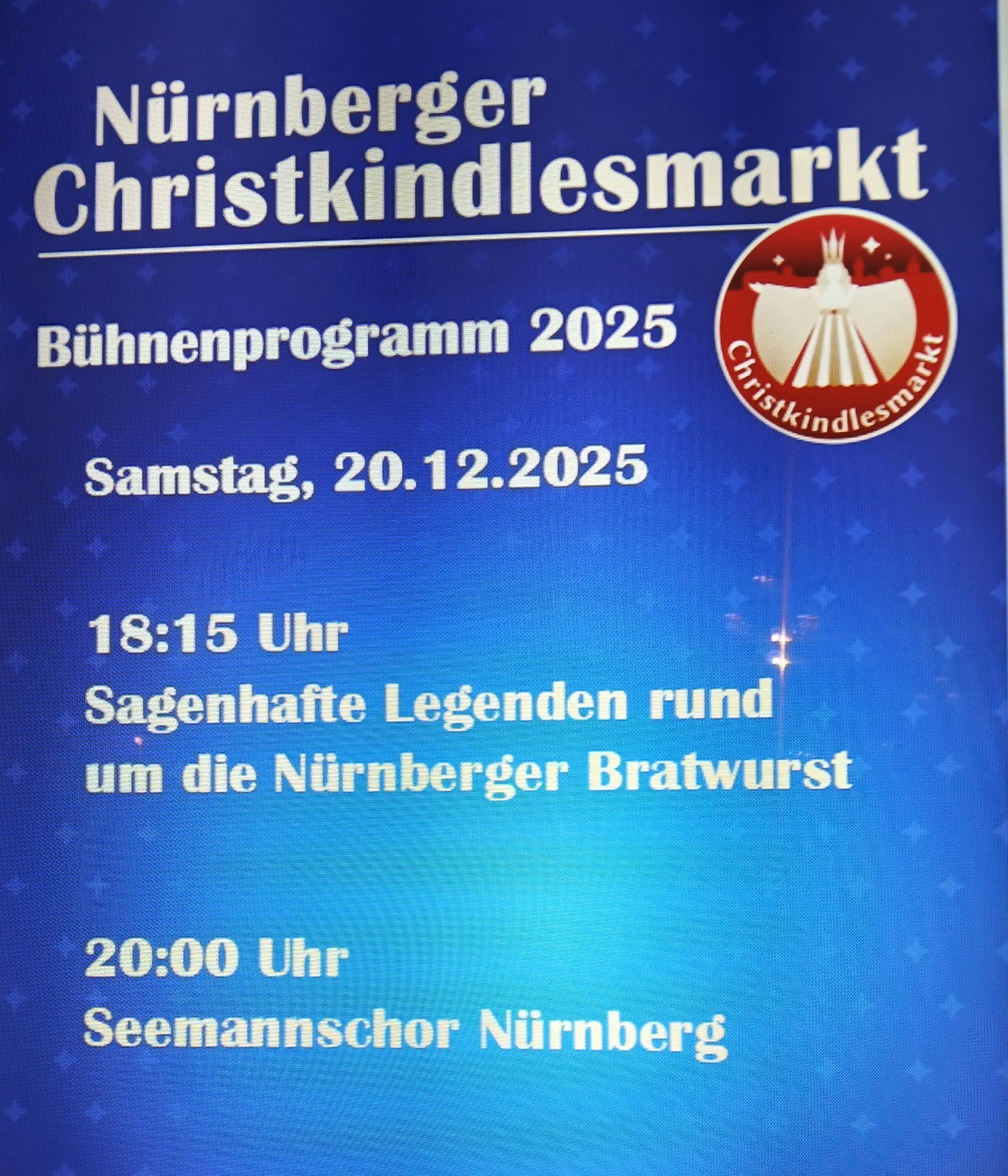 Bild: Unser letzter Auftritt des Jahres um 20:00 Uhr