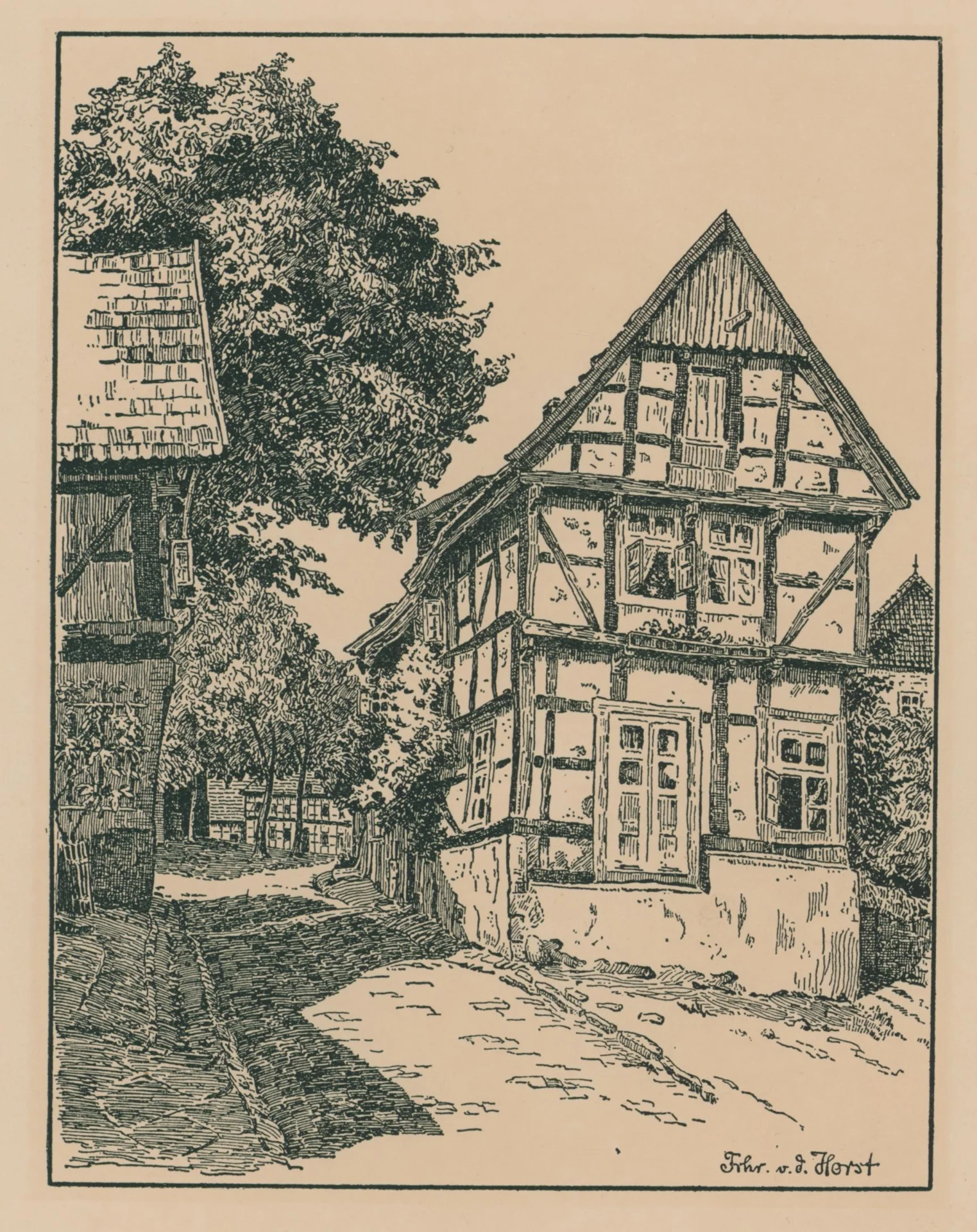 Federzeichnungen von Freiherr von der Horst - 0008  (Bild vergr&ouml;&szlig;ern)