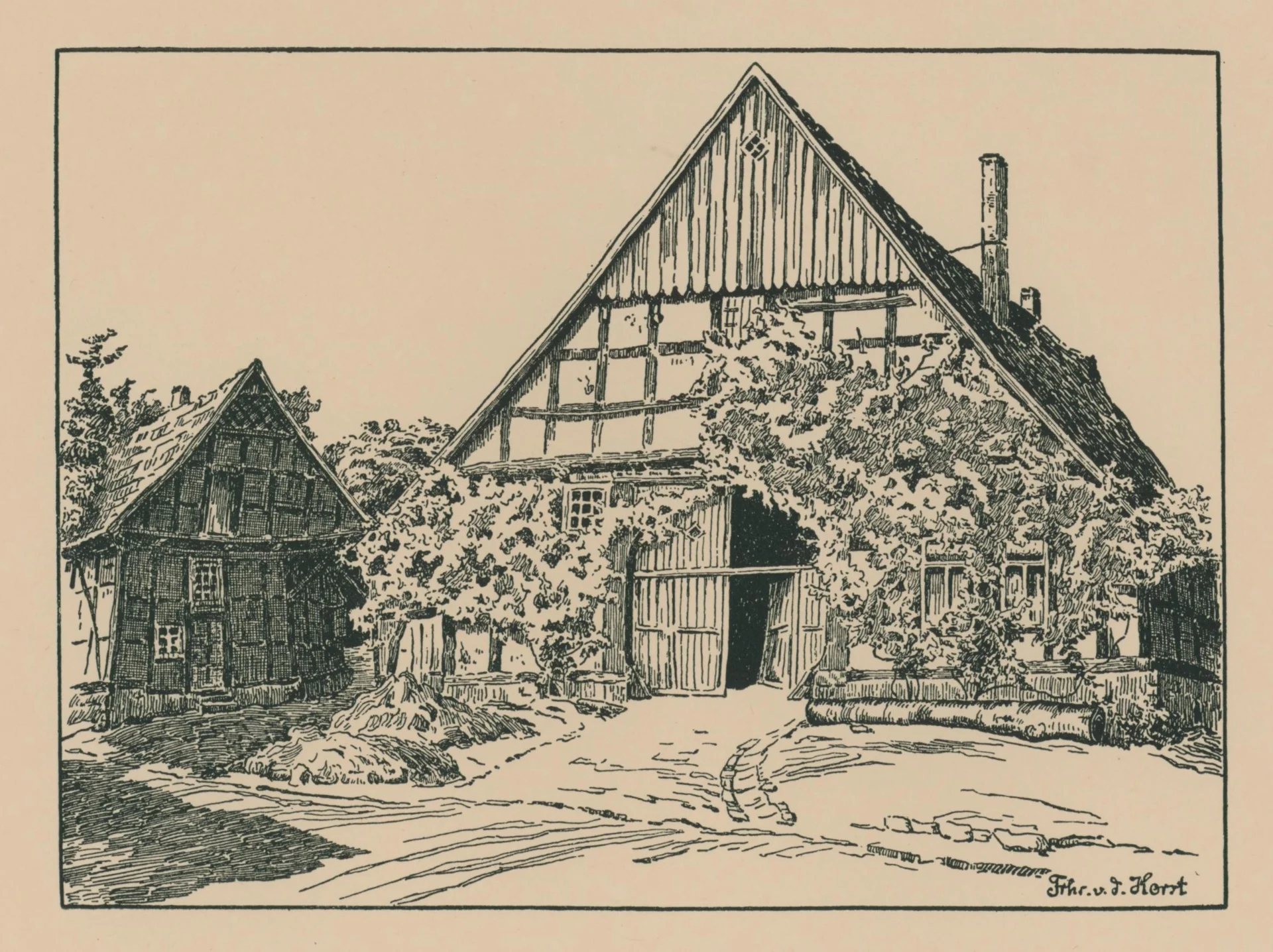 Federzeichnungen von Freiherr von der Horst - 0014  (Bild vergr&ouml;&szlig;ern)