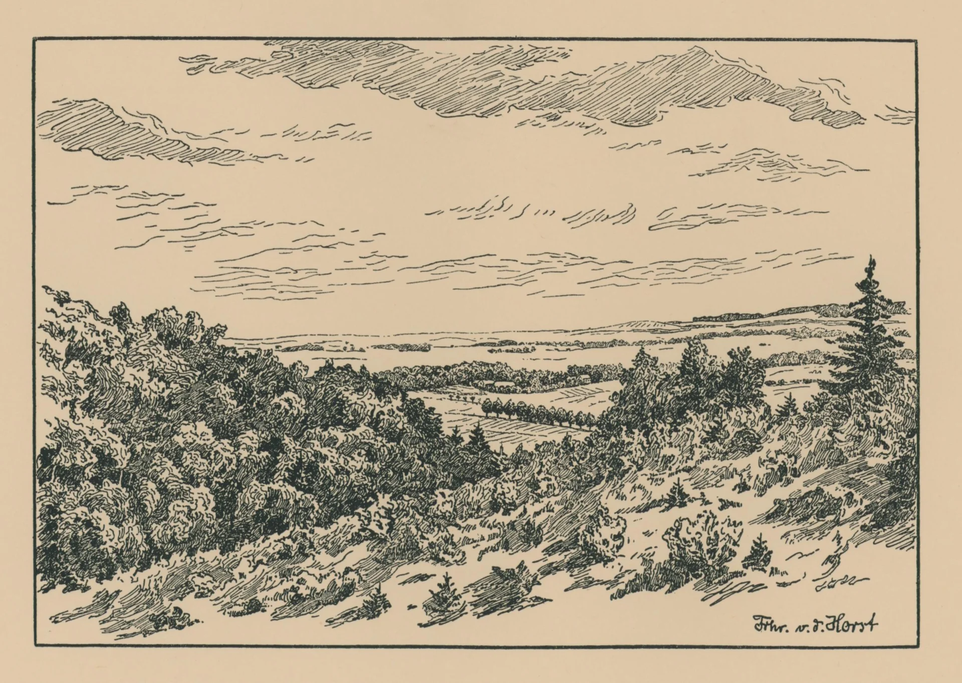 Federzeichnungen von Freiherr von der Horst - 0017  (Bild vergr&ouml;&szlig;ern)