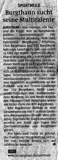 Burgthann sucht seine Multitalente - Der Bote f&uuml;r N&uuml;rnberg Land am 18. Juli 2026  (Bild vergr&ouml;&szlig;ern)