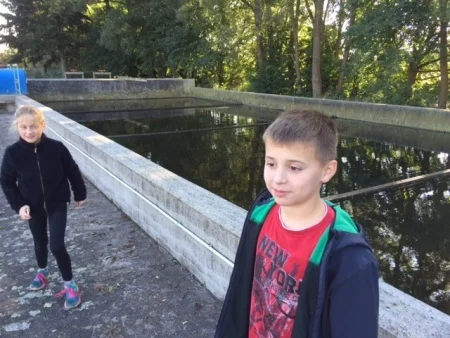 Jetzt ist das Wasser wieder sauber und flie&szlig;t durch den Ablauf in die Burgdorfer Aue. Es ist so sauber, dass sich sogar Fische darin wohl f&uuml;hlen. Aber Trinkwasser ist es noch nicht.  (Bild vergr&ouml;&szlig;ern)