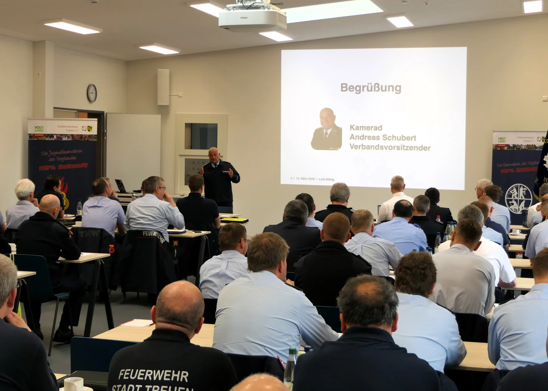 Er&ouml;ffnung des Seminartages durch den Verbandsvorsitzenden des KFV Vogtland, Andreas Schubert  (Bild vergr&ouml;&szlig;ern)