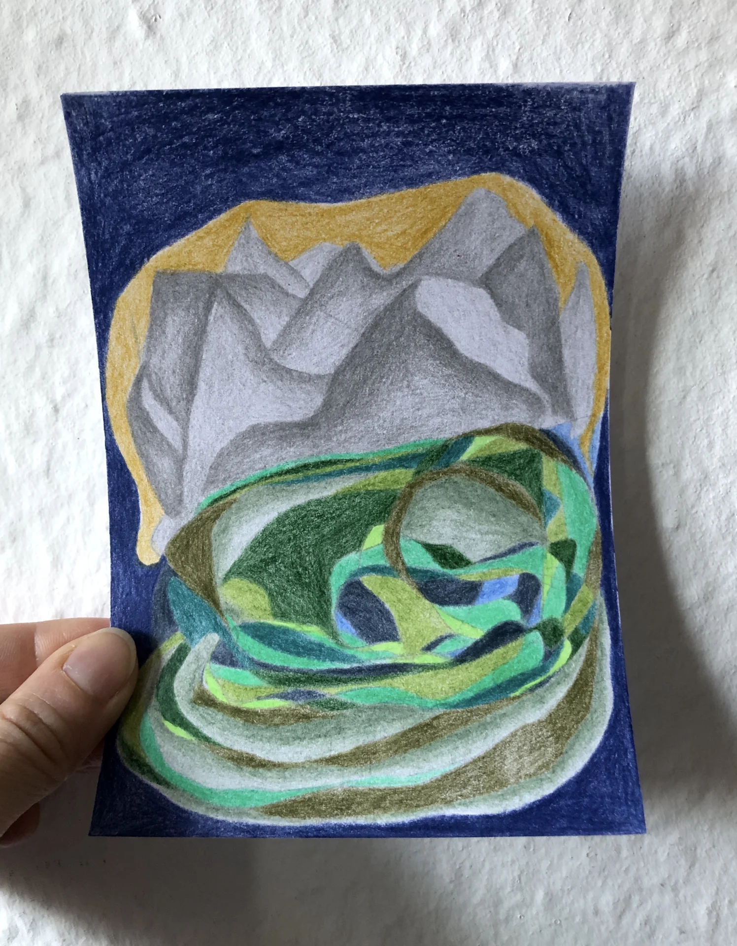 series (2025) Buntstift auf Papier, ca  DinA6 No 12  (Bild vergr&ouml;&szlig;ern)