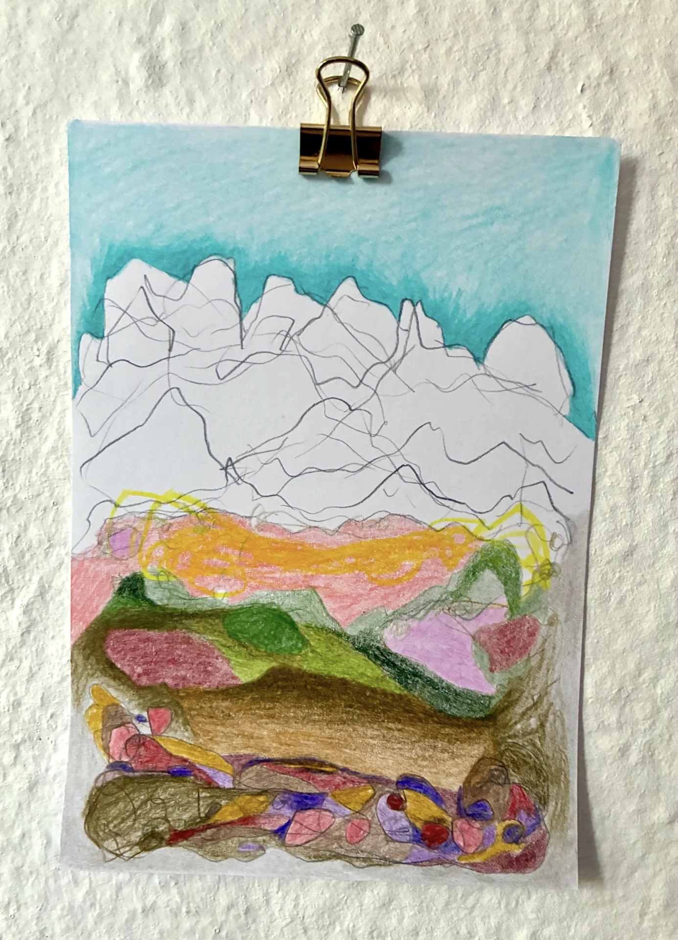 series (2025) Buntstift auf Papier, ca  DinA6 No 7  (Bild vergr&ouml;&szlig;ern)