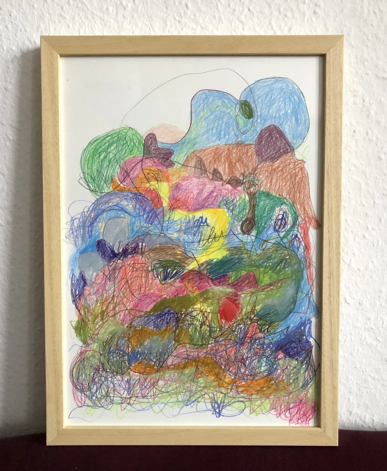 Abstrakte Zeichnung Landschaft (2023) Buntstift auf Papier, DinA3  (Bild vergr&ouml;&szlig;ern)