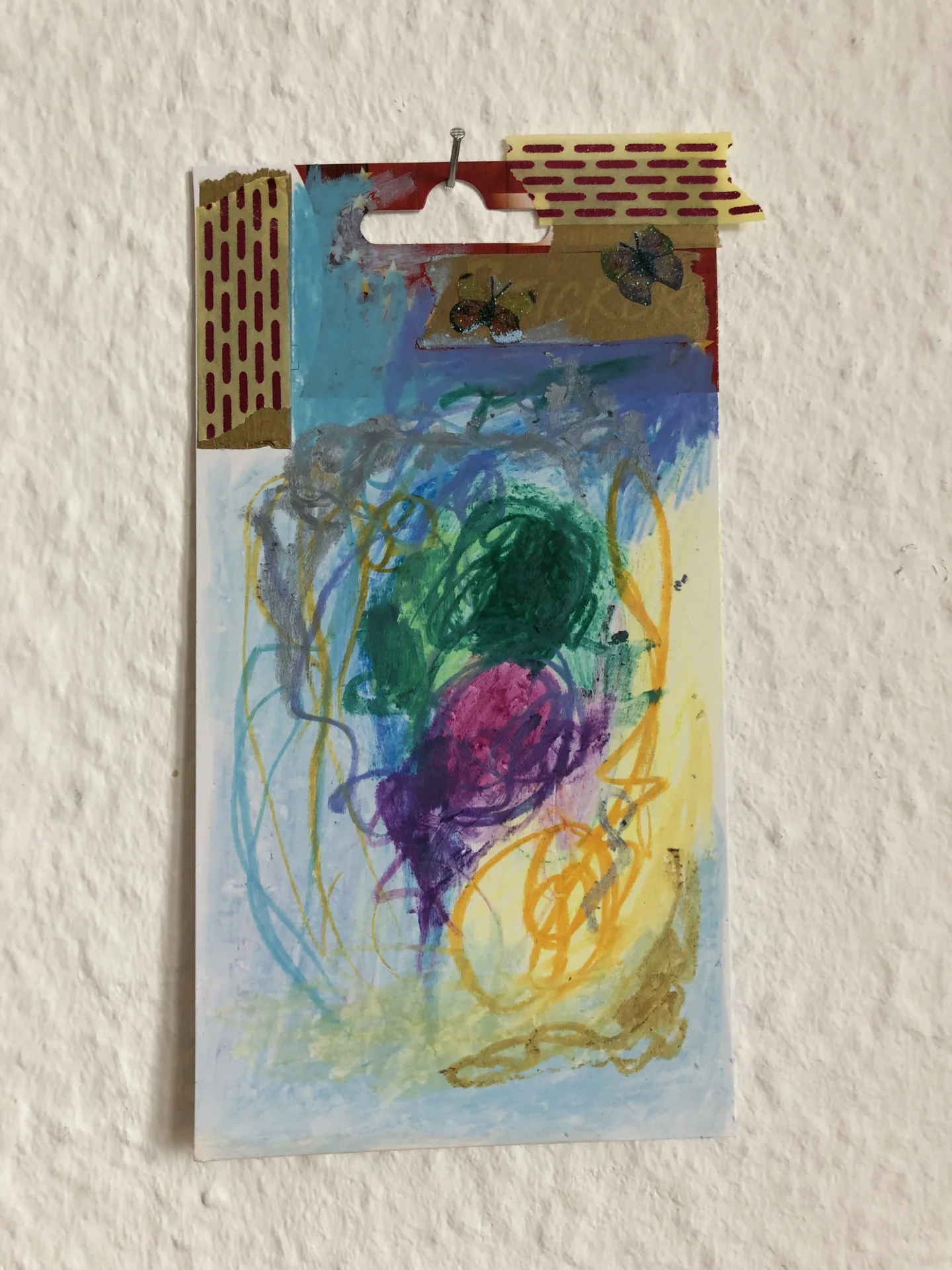 Collage auf Verpackung (2023), ca  5x15cm  (Bild vergr&ouml;&szlig;ern)