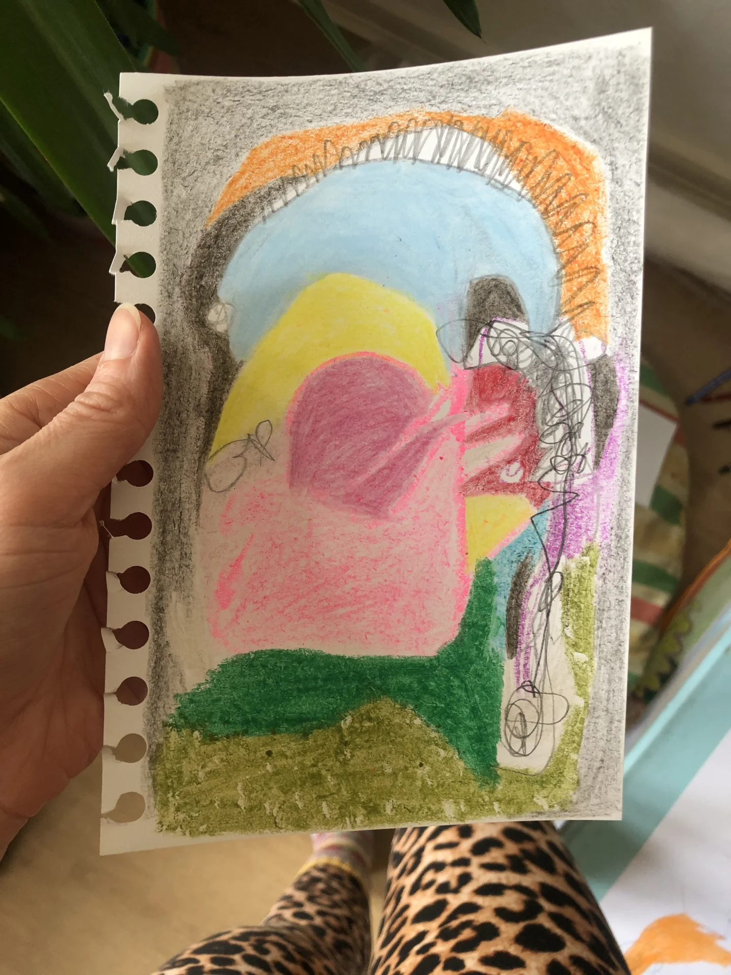 Skizze (2022) Buntstift und Wachskreide auf Papier, DinA5  (Bild vergr&ouml;&szlig;ern)