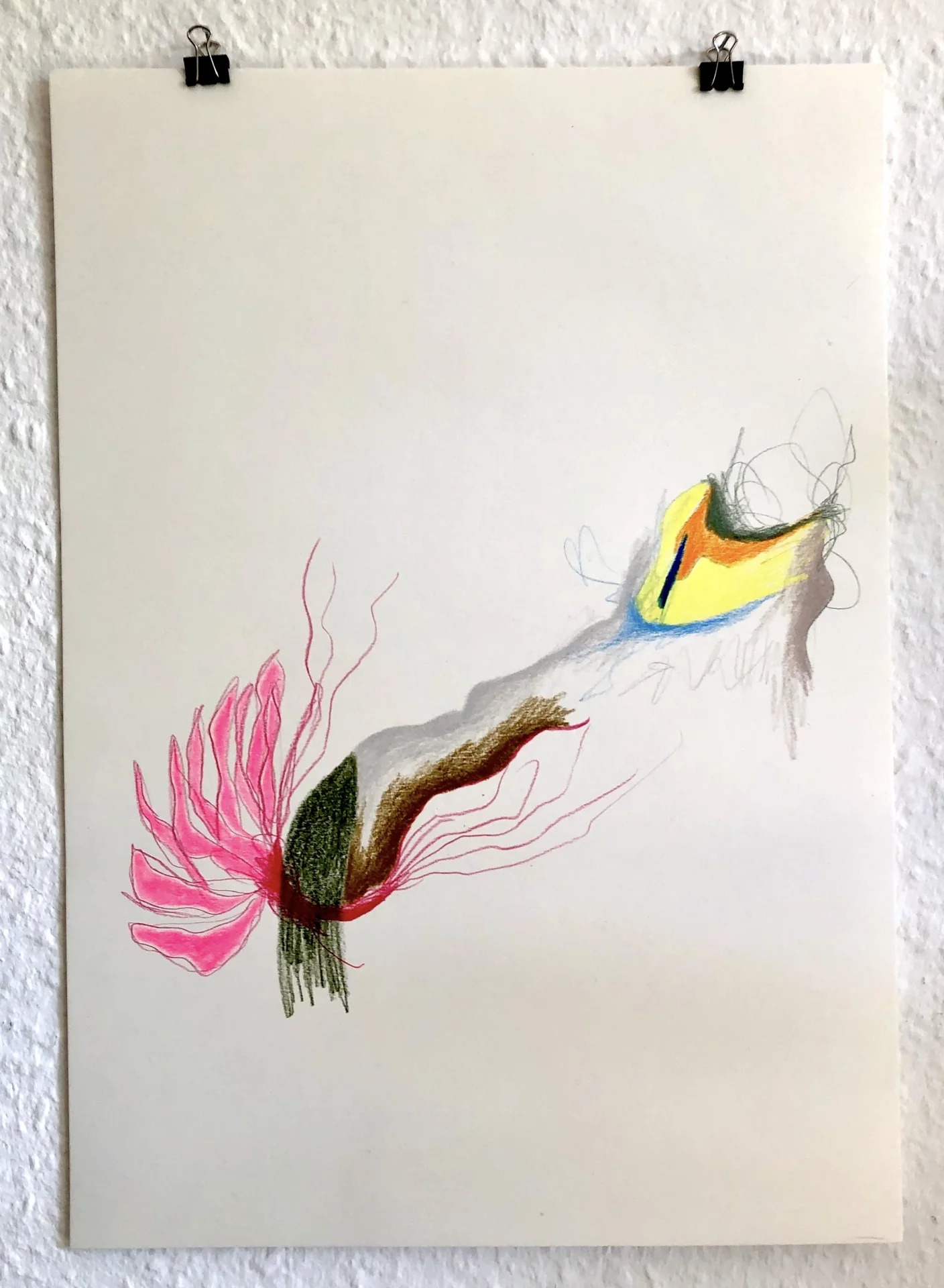 Abstrakte Skizze 100 days of drawing (2022) Buntstit auf Papier, DinA3  (Bild vergr&ouml;&szlig;ern)