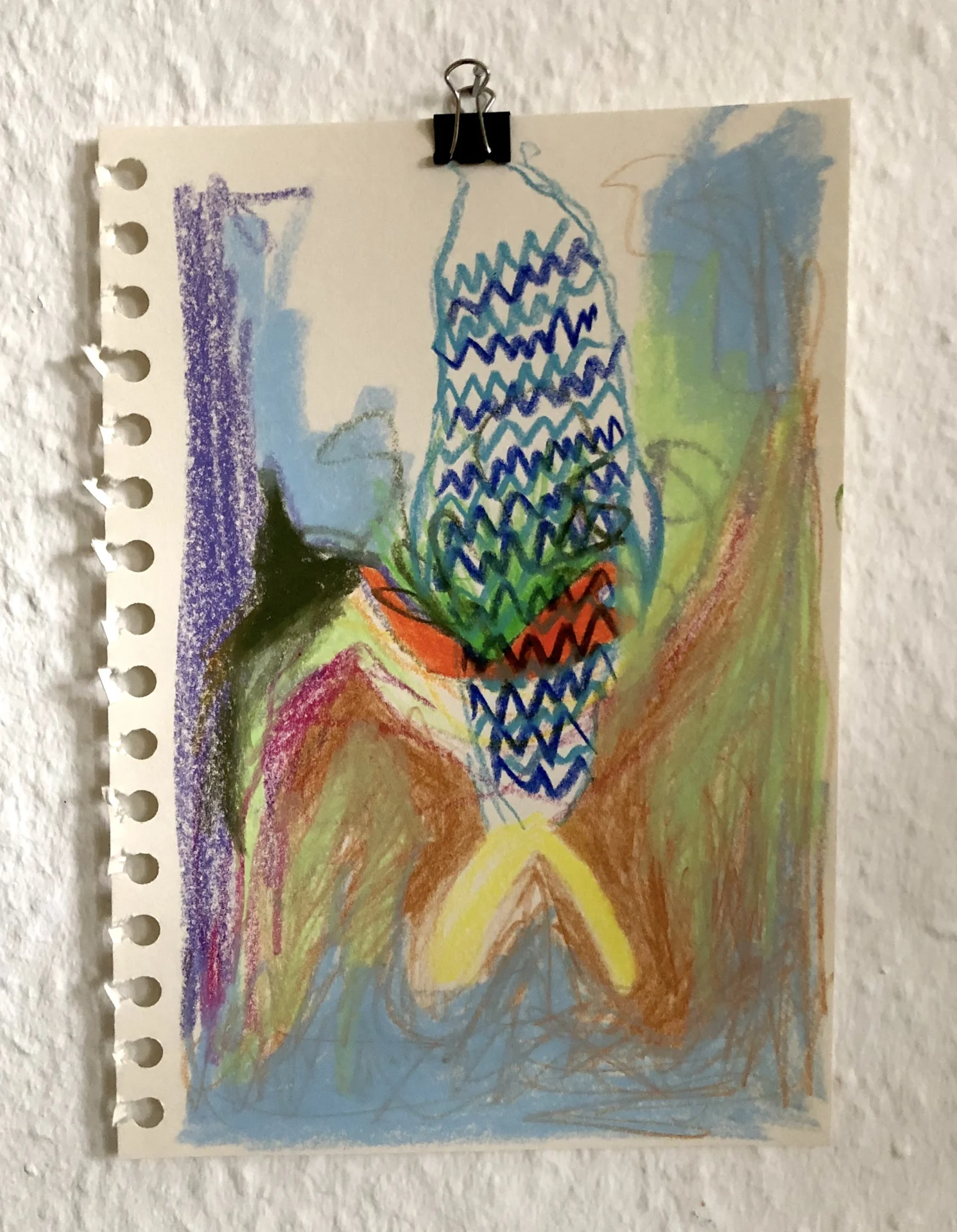 Fisch (2022) Buntstift und Wachskreide auf Papier, DinA5  (Bild vergr&ouml;&szlig;ern)