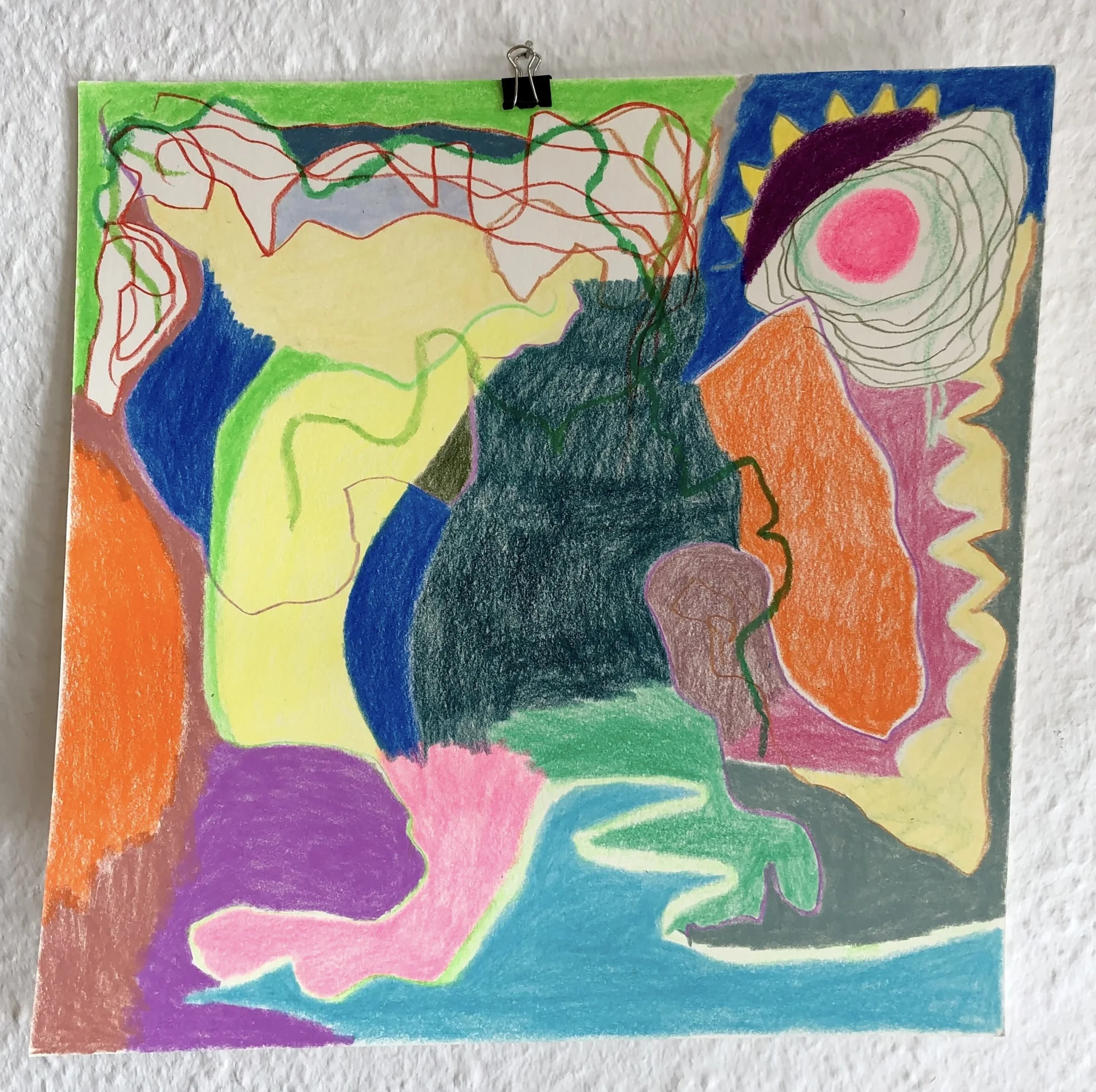 Ohne Titel (2022) 100 days of drawing, Buntstift auf Papier, ca  30x30cm  (Bild vergr&ouml;&szlig;ern)