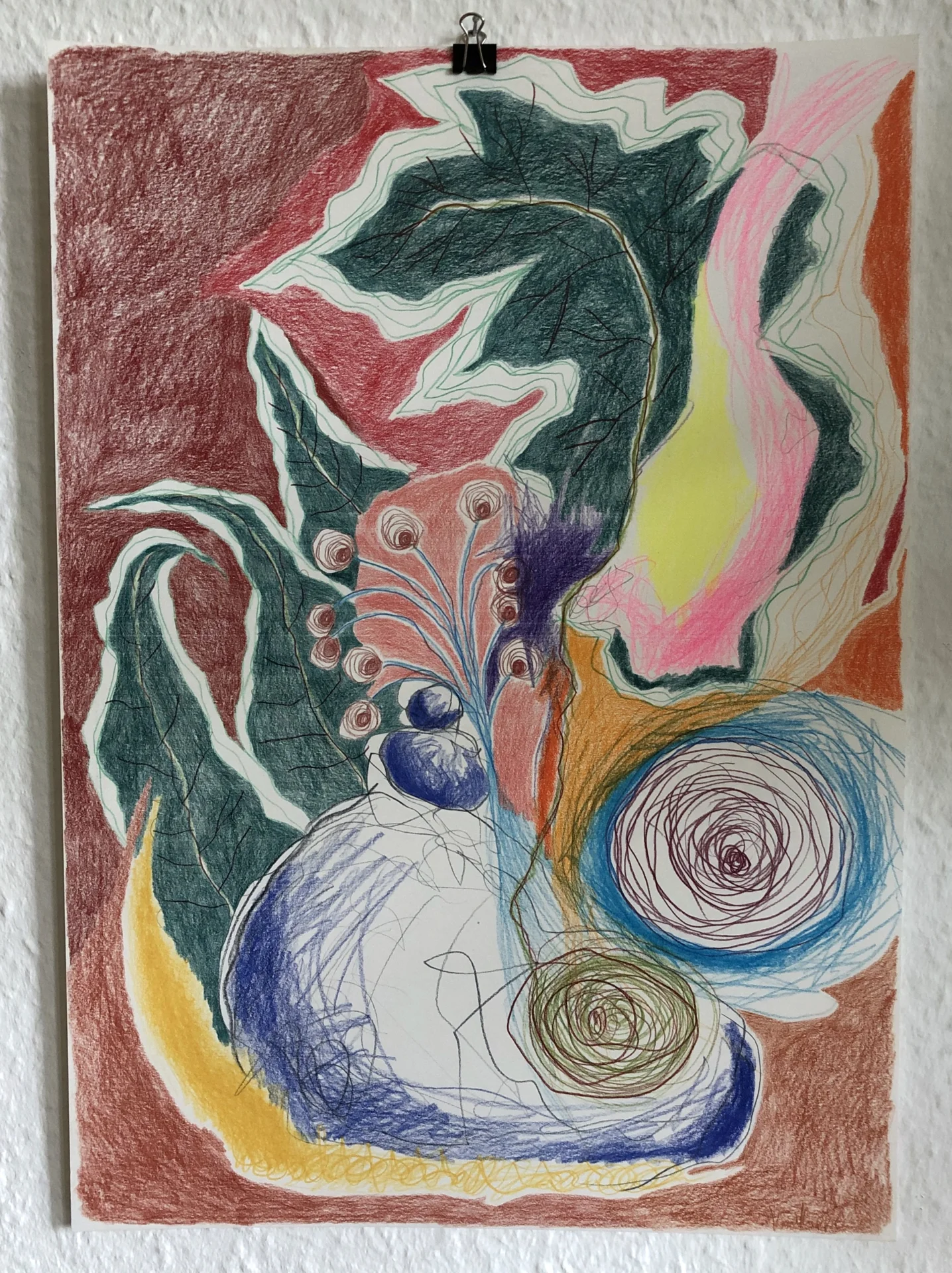 Ohne Titel (2022) 100 days of drawing; Buntstift auf Papier, DinA3  (Bild vergr&ouml;&szlig;ern)