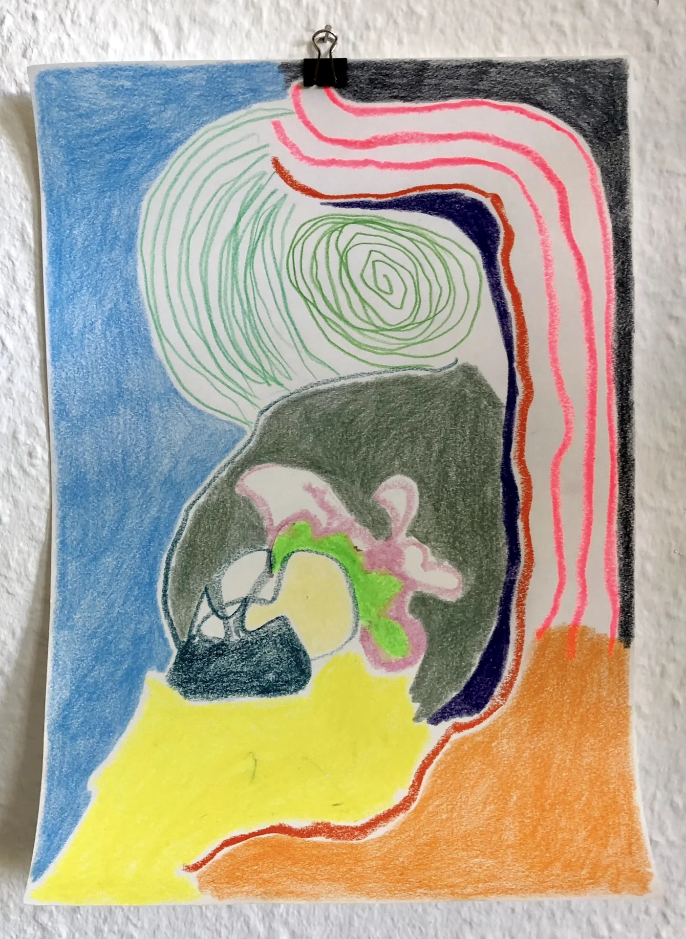 Ohne Titel (2022) Buntstift und &Ouml;kreide auf Papier, DinA5  (Bild vergr&ouml;&szlig;ern)