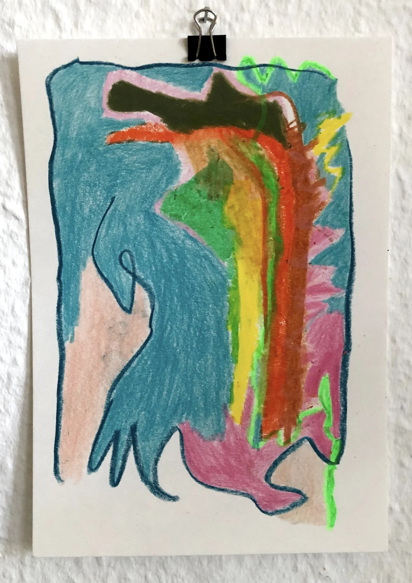 Ohne Titel (2022) Skizze 100 days of drawing, Buntstift und Wachskreide auf Papier, DinA5  (Bild vergr&ouml;&szlig;ern)