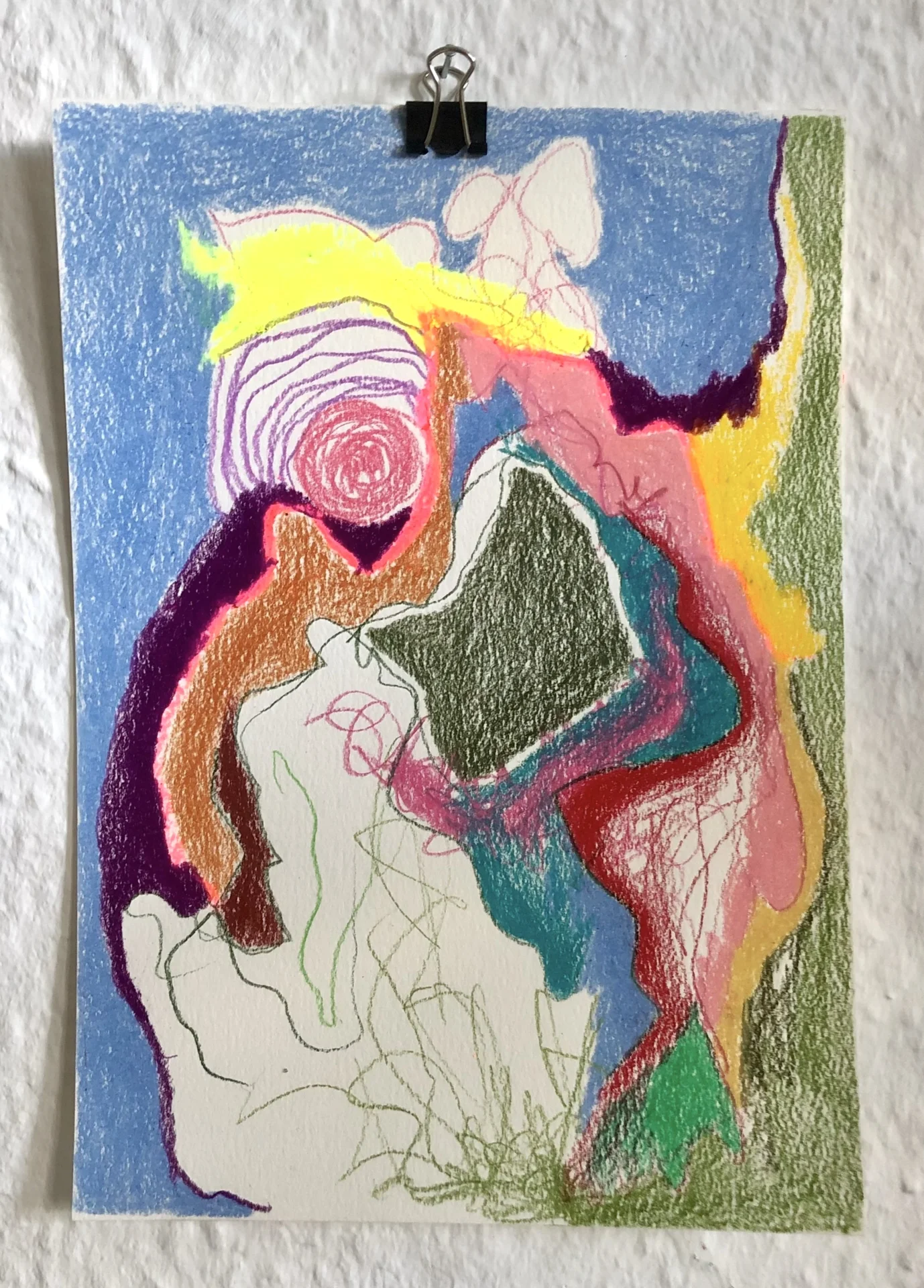Ohne Titel Abstrakte Skizze 100 days of drawing (2022) Buntstift und &Ouml;lkreide auf Papier, DinA5  (Bild vergr&ouml;&szlig;ern)