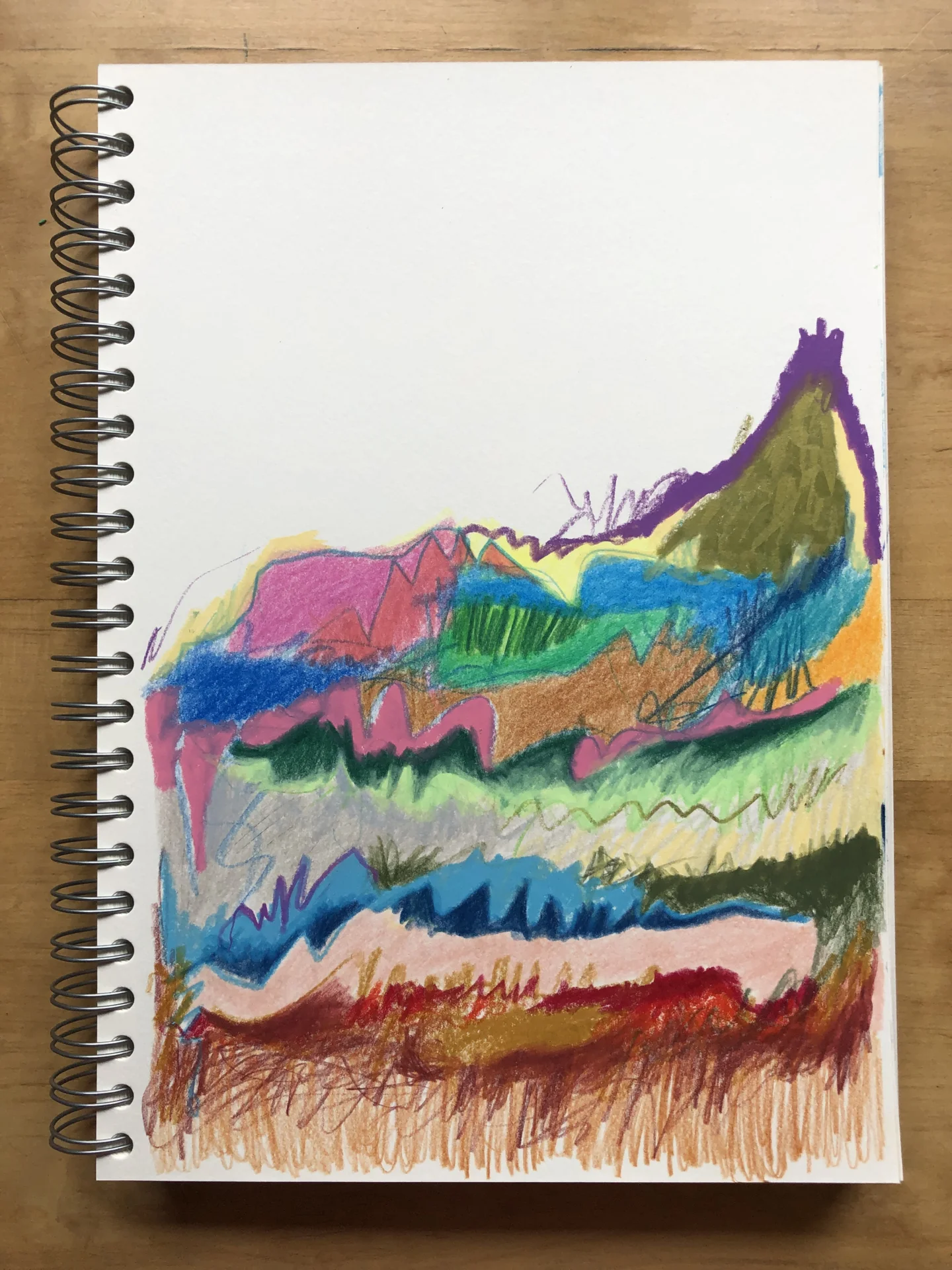 Skizze Landschaft Lagos Portugal (2022) Buntstift und Wachskreide auf Papier, DinA4  (Bild vergr&ouml;&szlig;ern)