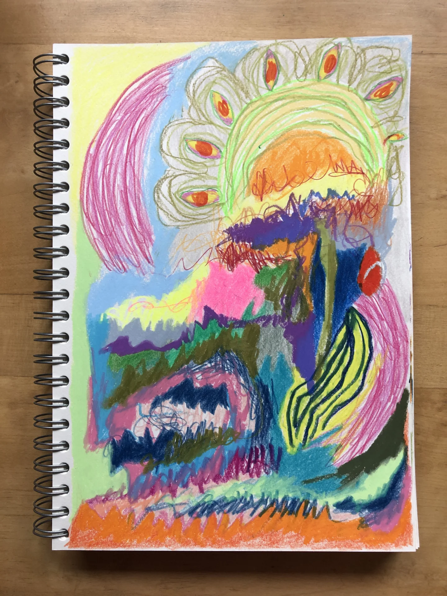 Skizze Stimmung Lagos Portugal (2022) Buntstift, &Ouml;l- und Wachskreide auf Papier, DinA4  (Bild vergr&ouml;&szlig;ern)