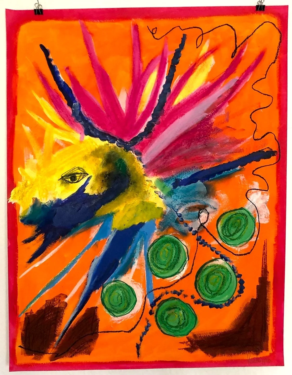 Ohne Titel (2019) Acryl, Zeichenkohle auf Karton, 50x65cm  (Bild vergr&ouml;&szlig;ern)
