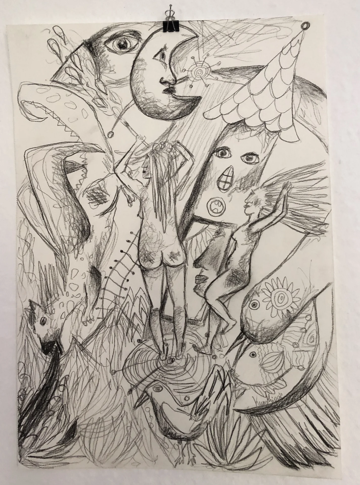 Im Traum (2017) Zeichenkohle auf Papier, DinA3  (Bild vergr&ouml;&szlig;ern)