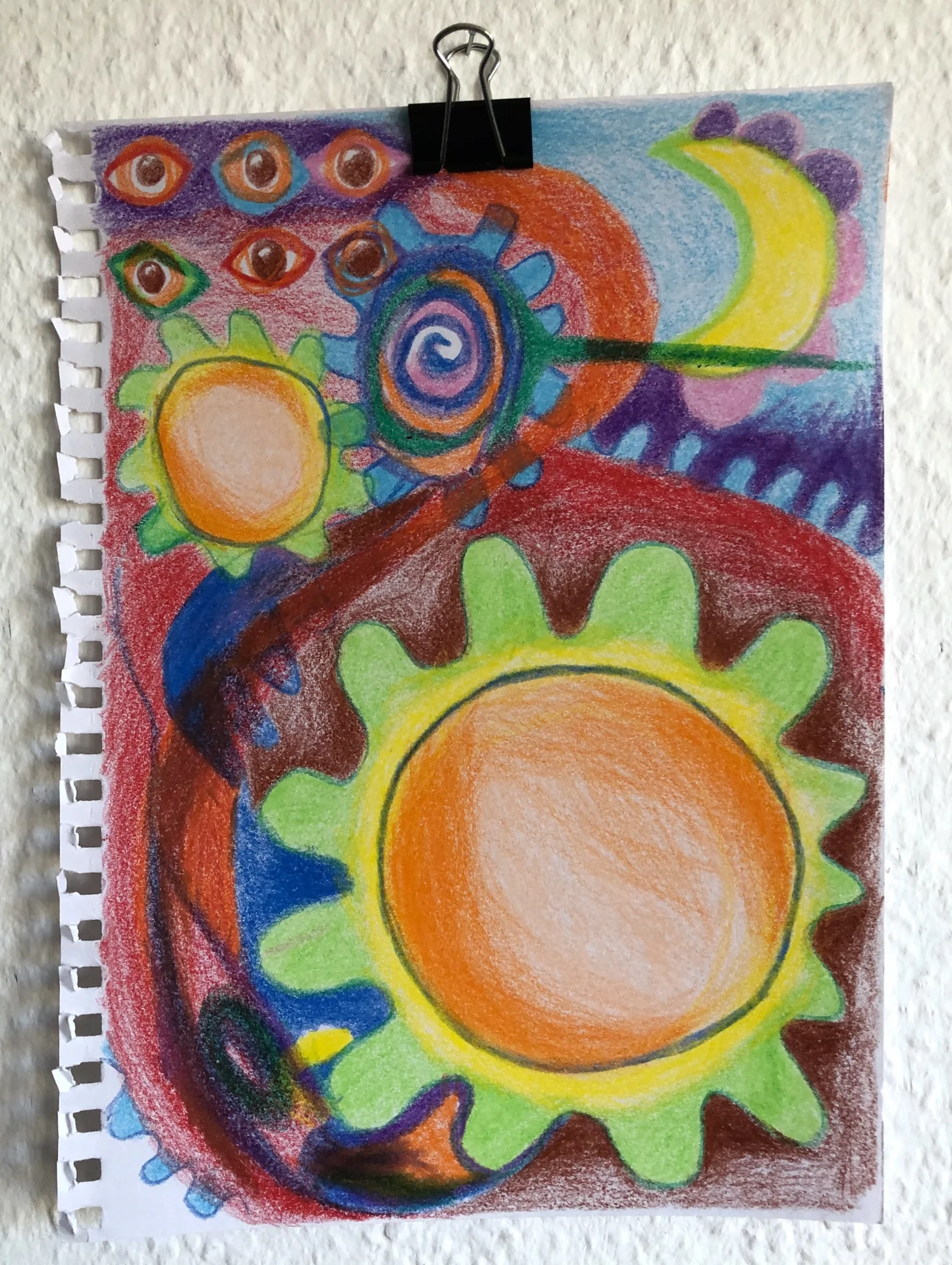 Ohne Titel (2017) Wachskreide auf Papier, DinA4  (Bild vergr&ouml;&szlig;ern)