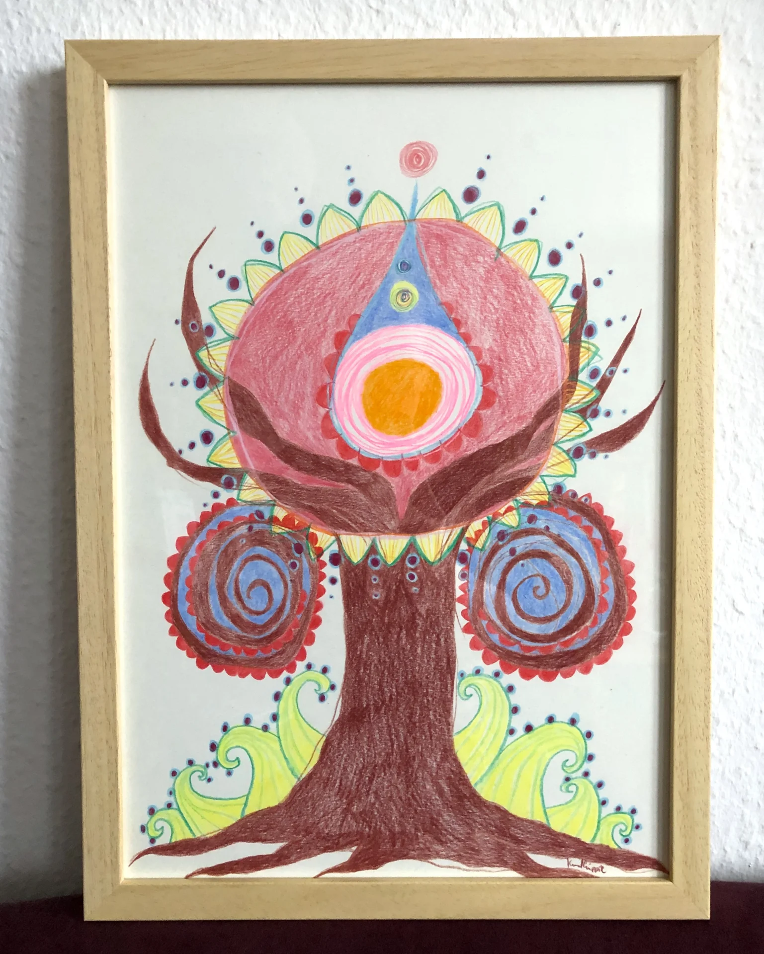 Psychedelischer Baum, geometrisch (2016) Buntstft auf Papier, DinA3  (Bild vergr&ouml;&szlig;ern)
