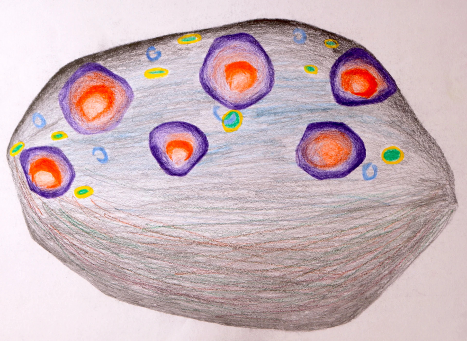 Qualle 1 (2013) Buntstift auf Papier, DinA3  (Bild vergr&ouml;&szlig;ern)