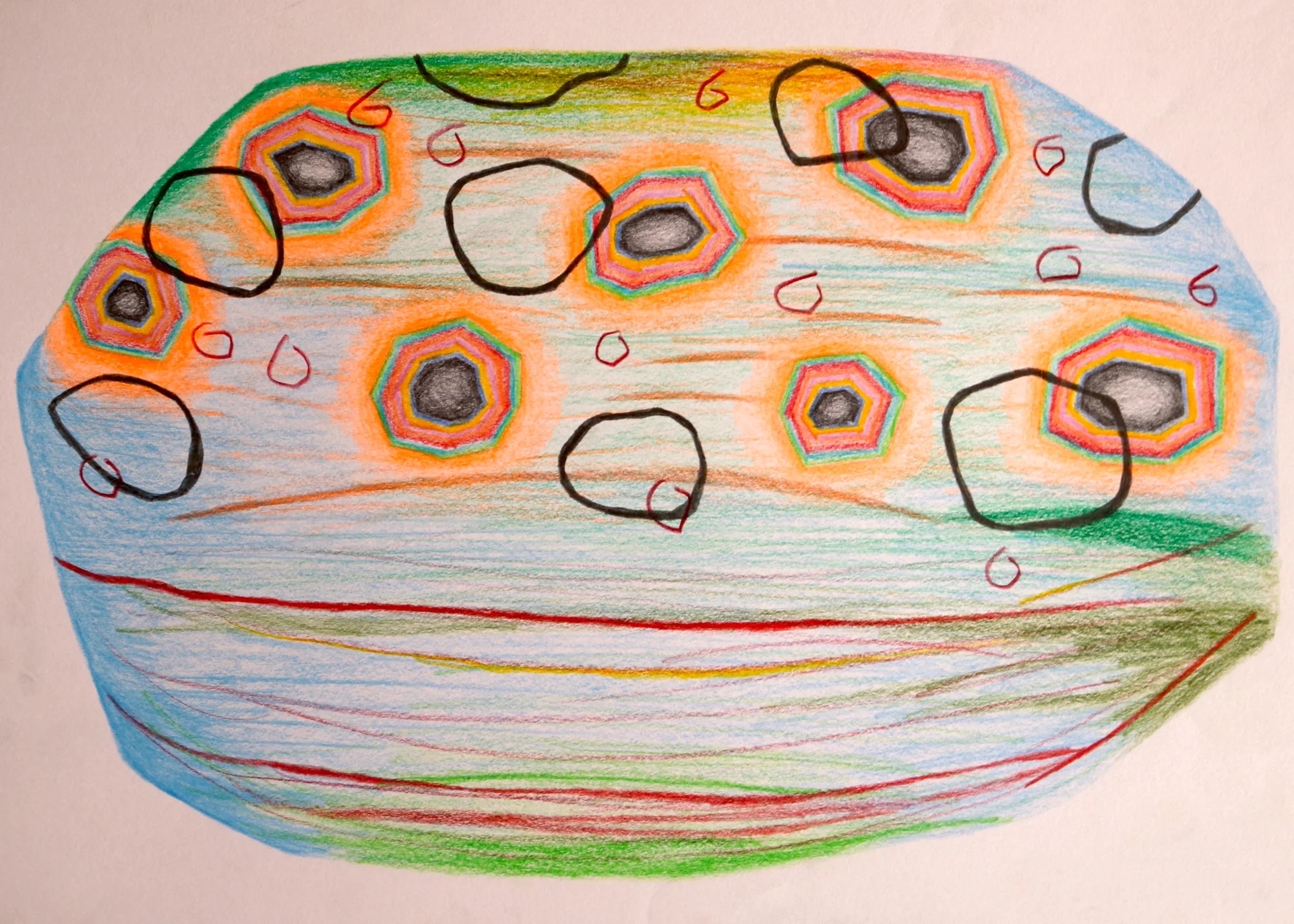 Qualle 2 (2013) Buntstift auf Papier, DinA3  (Bild vergr&ouml;&szlig;ern)