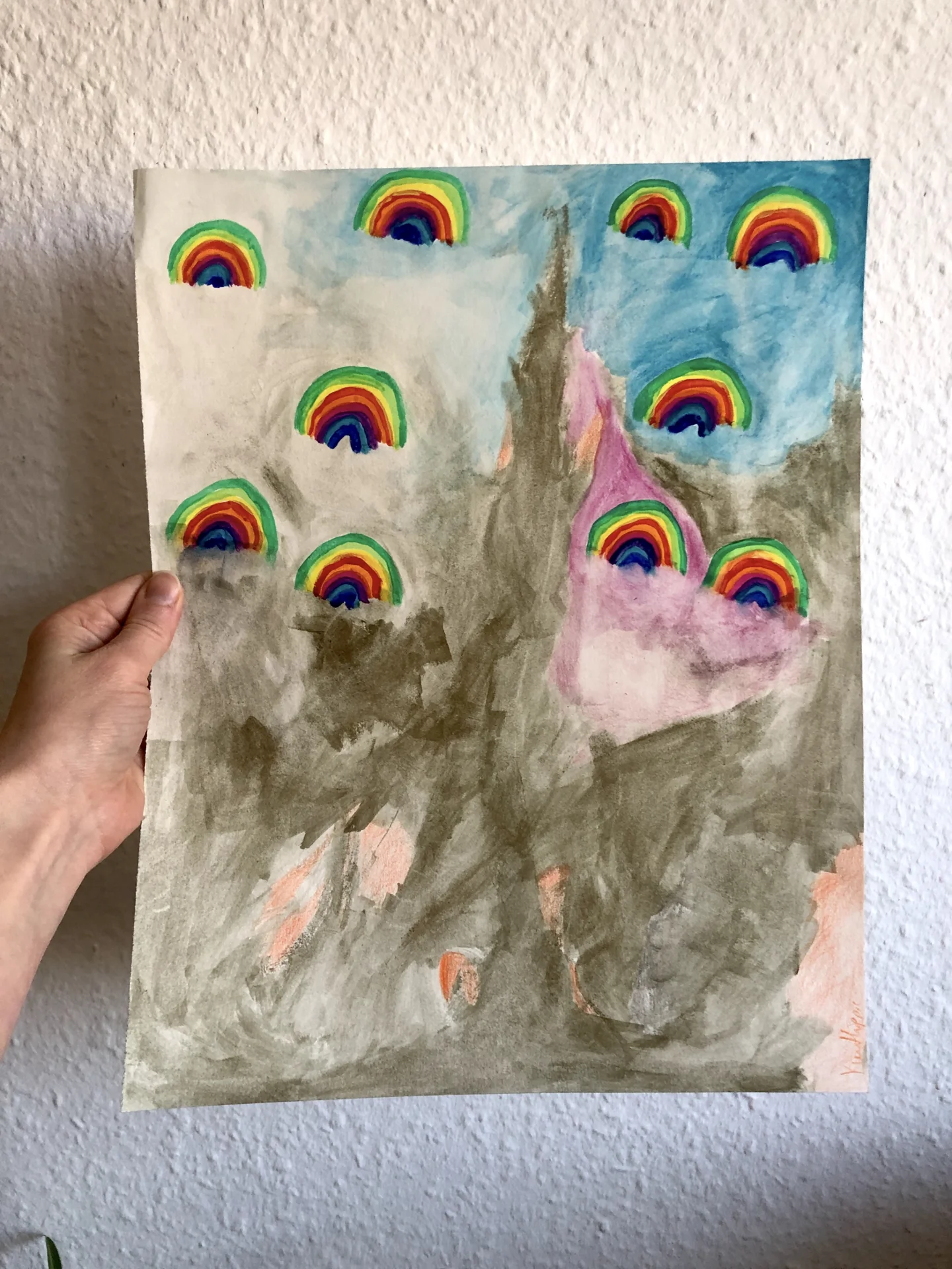 Regenb&ouml;gen (2012) Tusche auf Papier, ca  30x40cm  (Bild vergr&ouml;&szlig;ern)