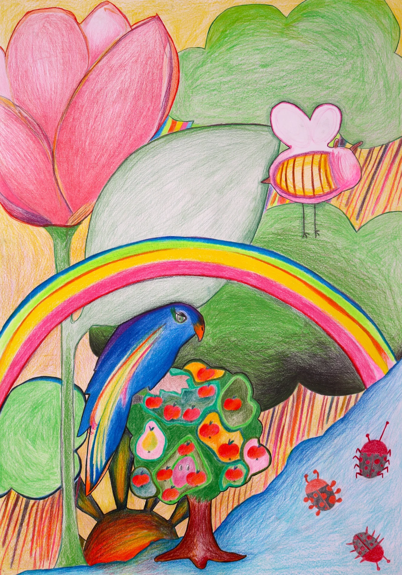 Schablonenbild 3 (2012) Buntstift auf Papier  (Bild vergr&ouml;&szlig;ern)