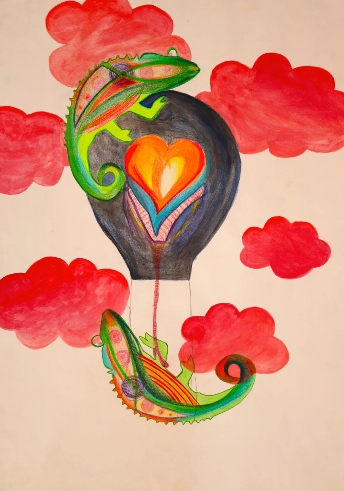 Schablonenbild 4 (2012) Buntstift und Tusche auf Papier, DinA2  (Bild vergr&ouml;&szlig;ern)