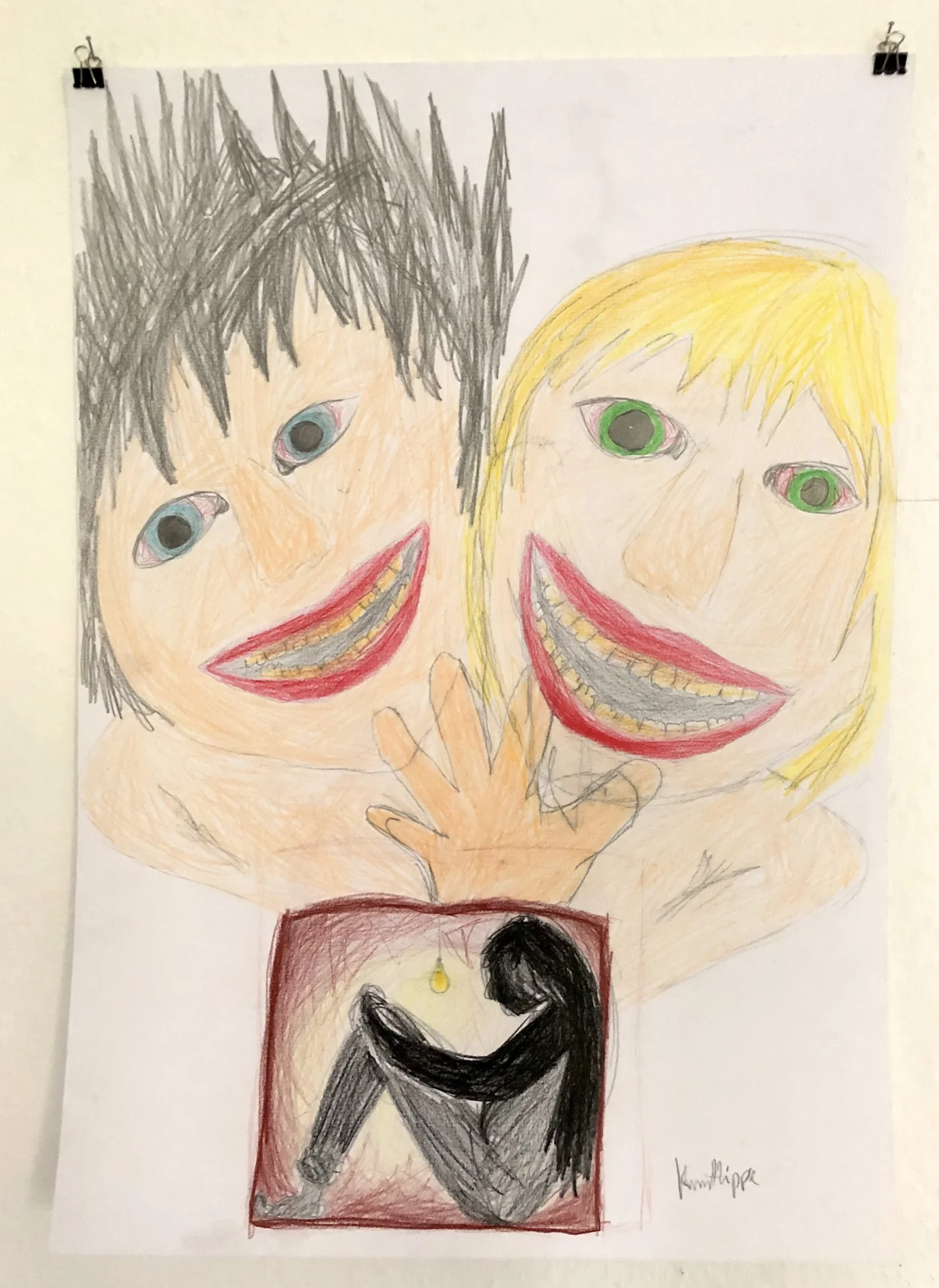 Tagebucheintrag 3, Buntstift auf Papier, DinA2  (Bild vergr&ouml;&szlig;ern)