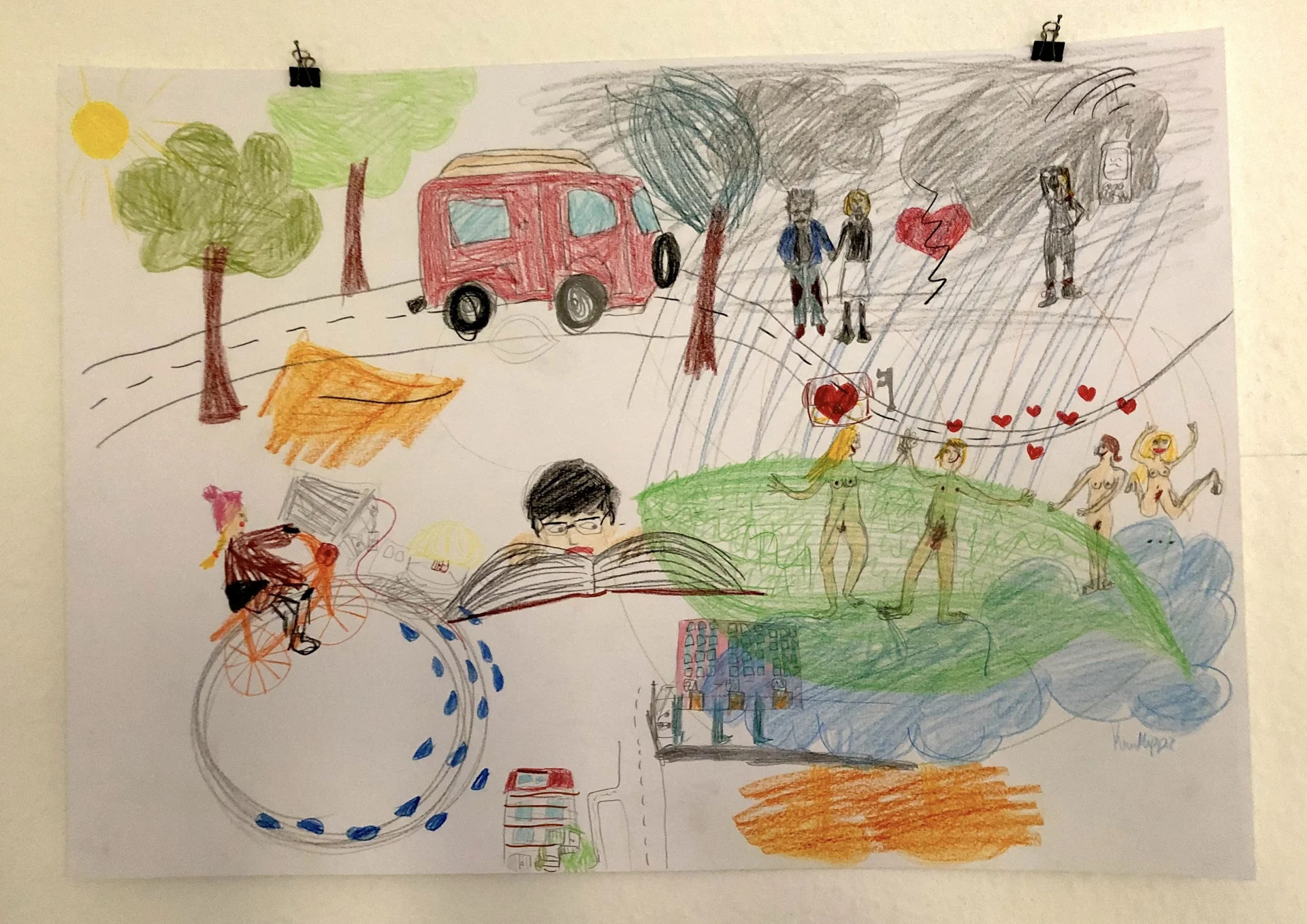 Tagebucheintrag No 1 Buntstifft auf Papier, DinA2  (Bild vergr&ouml;&szlig;ern)