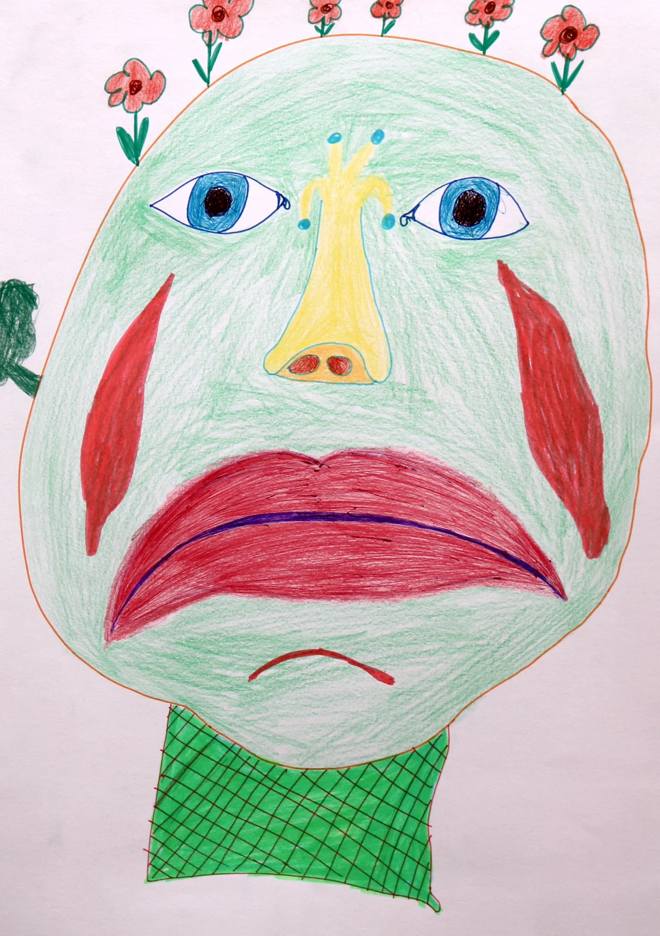 unzufrieden Monster (2013) Buntstift und Filzstift auf Papier, DinA3  (Bild vergr&ouml;&szlig;ern)