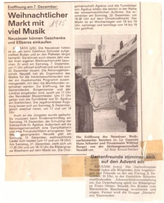 Vorschaubild: 1985 Eröffnung erster Neusässer Weihnachtsmarkt