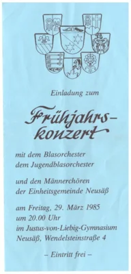 Vorschaubild: 1985 Frühjahrskonzert Einladung