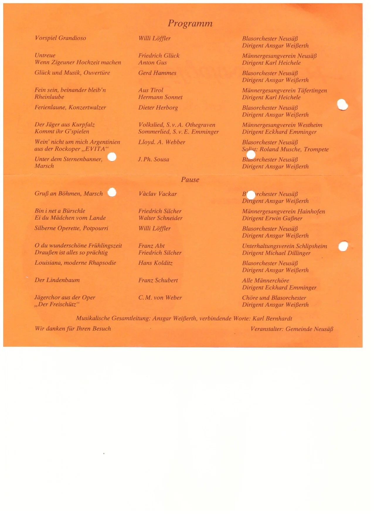 Bild: 1982 Frühjahrskonzert Programm