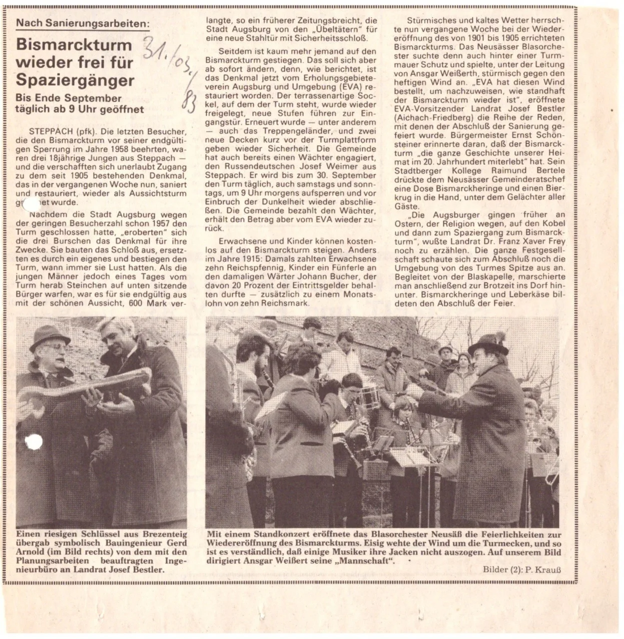 Bild: 1983 AZ Wieder-Eröffnung Bismarckturm