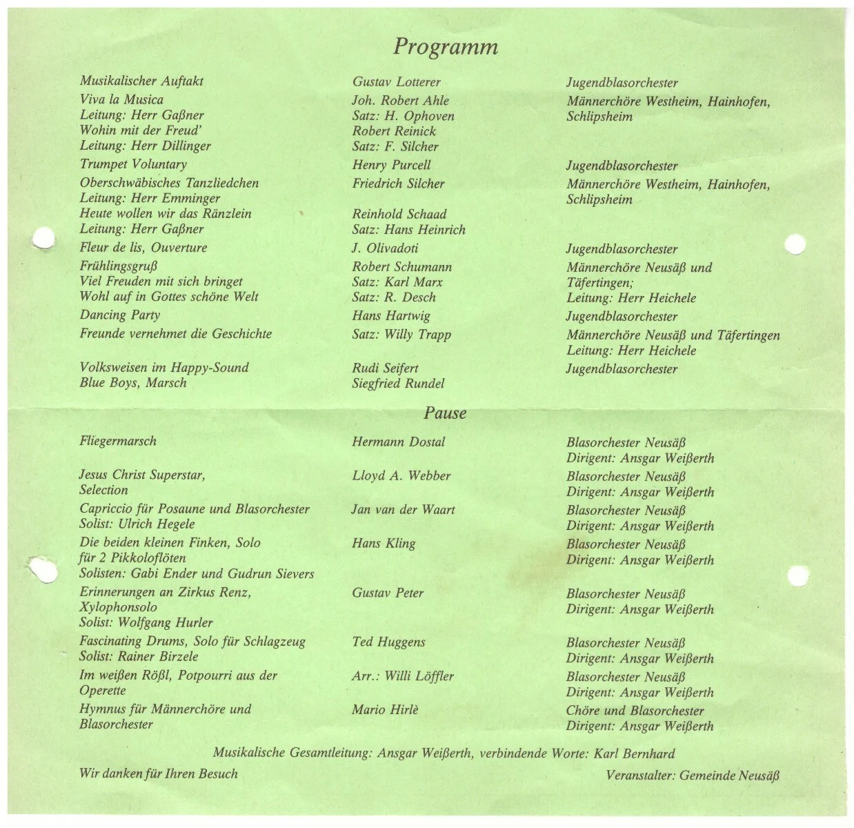 Bild: 1983 Frühjahrskonzert Programm