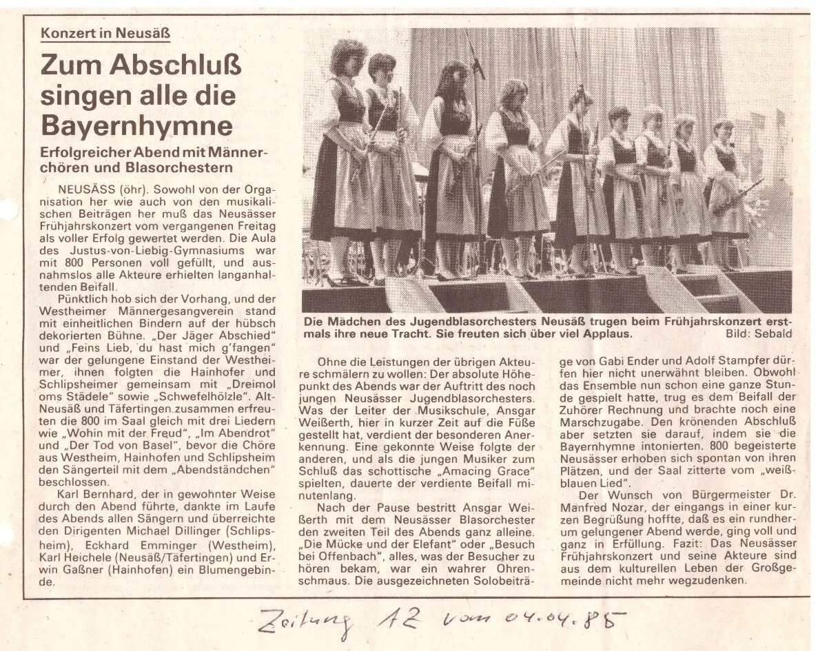 Bild: 1985 AZ Konzertkritik Frühjahrskonzert