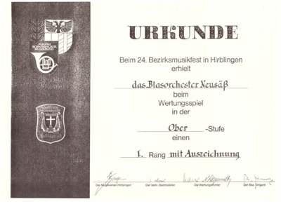 Vorschaubild: 1987 Urkunde Wertungsspiel