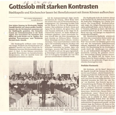 Vorschaubild: 1991 AZ Bericht Kirchen- Benefizkonzert St Ägidius