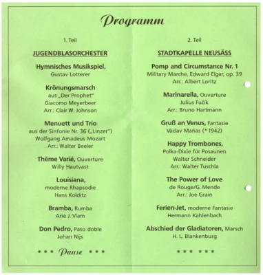 Vorschaubild: 1991 Frühjahrskonzert Programm