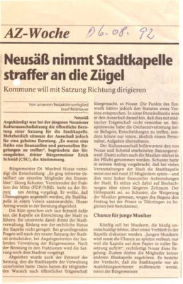 Vorschaubild: 1992 Stadtkapelle streikt- die Folgen - eine Satzung